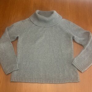Style & Co Soft Cotton Cowl Neck Gray Sweater, Long Raglan Sleeves, Size M